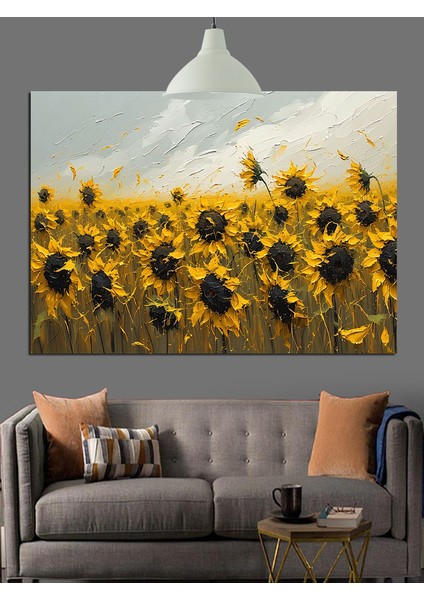Sarı Günebakan Tarlası Dekoratif Kanvas - Mdf Ahşap Tablo modelleri