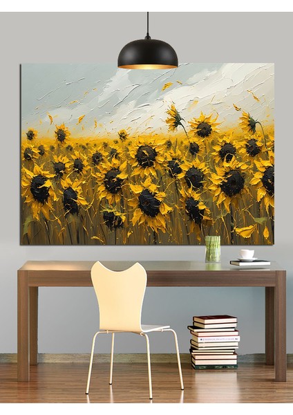 Sarı Günebakan Tarlası Dekoratif Kanvas - Mdf Ahşap Tablo fırsatları