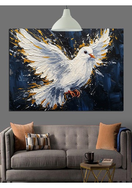 Kanat Çırpan Güvercin Dekoratif Kanvas - Mdf Ahşap Tablo