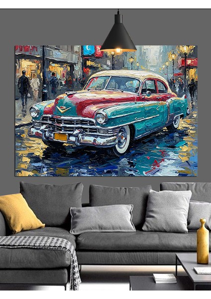 Kırmızı Klasik Araba Dekoratif Kanvas - Mdf Ahşap Tablo modelleri