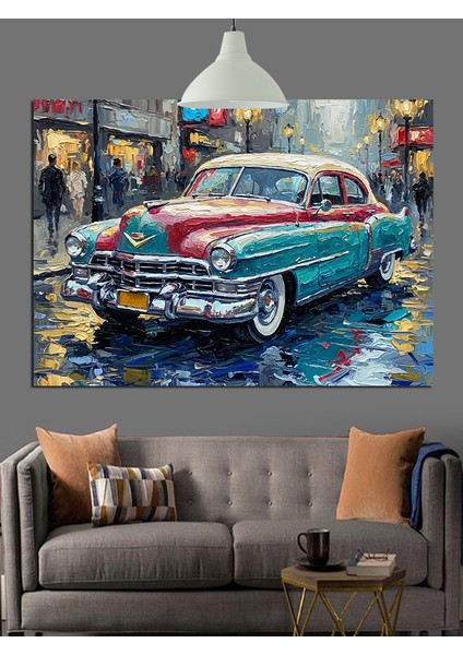 Kırmızı Klasik Araba Dekoratif Kanvas - Mdf Ahşap Tablo fırsatları