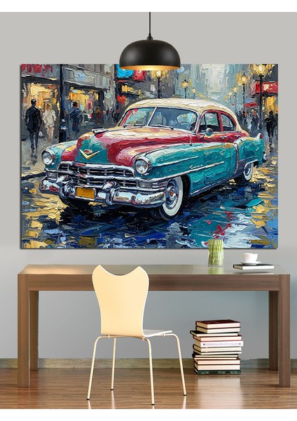 Kırmızı Klasik Araba Dekoratif Kanvas - Mdf Ahşap Tablo indirimleri