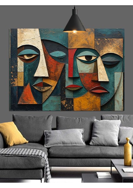 Soyut Yüzlerden Modern Tablo Dekoratif Kanvas - Mdf Ahşap Tablo fiyatları