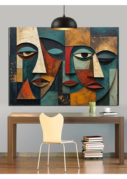 Soyut Yüzlerden Modern Tablo Dekoratif Kanvas - Mdf Ahşap Tablo fırsatları