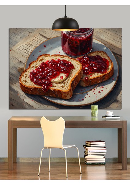 Reçelli Ekmek Kahvaltı Dekoratif Kanvas - Mdf Ahşap Tablo