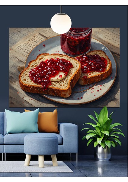 Reçelli Ekmek Kahvaltı Dekoratif Kanvas - Mdf Ahşap Tablo fiyatları