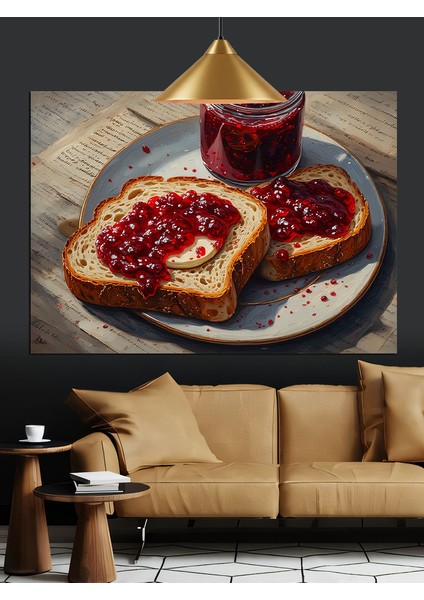Reçelli Ekmek Kahvaltı Dekoratif Kanvas - Mdf Ahşap Tablo modelleri