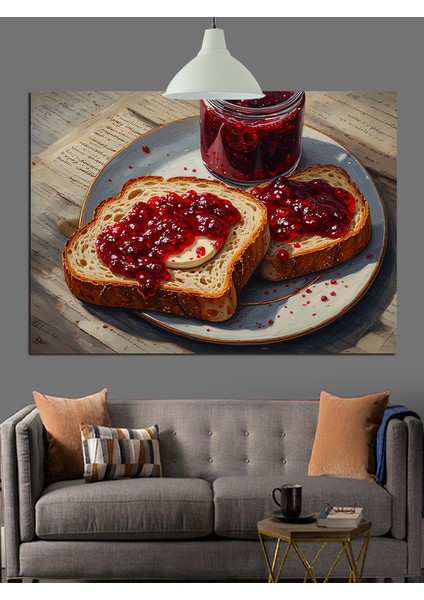 Reçelli Ekmek Kahvaltı Dekoratif Kanvas - Mdf Ahşap Tablo indirimleri