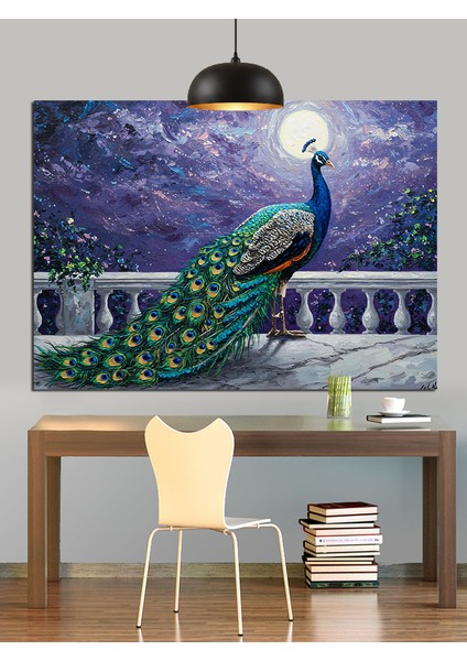 Ay Işığı Tavuskuşu Dekoratif Kanvas - Mdf Ahşap Tablo fiyatları