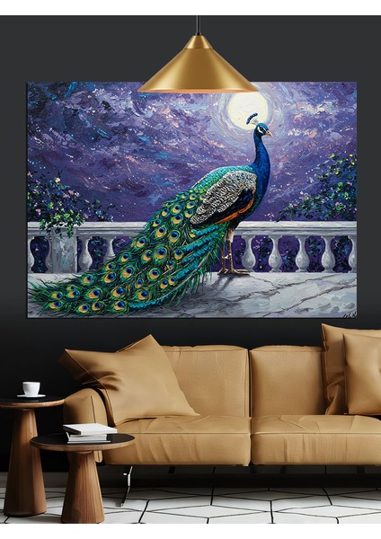 Ay Işığı Tavuskuşu Dekoratif Kanvas - Mdf Ahşap Tablo fırsatları