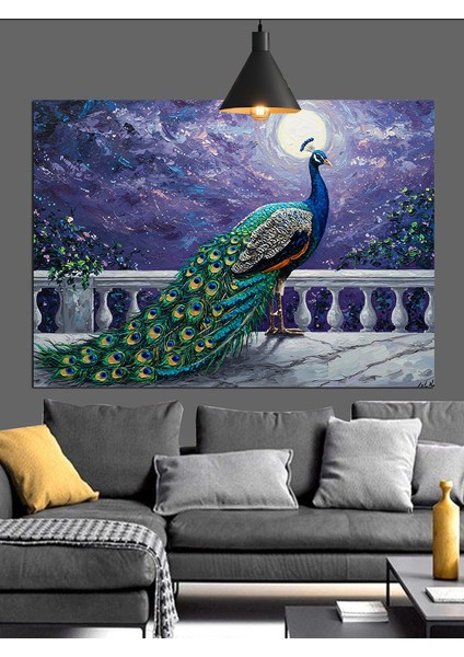 Ay Işığı Tavuskuşu Dekoratif Kanvas - Mdf Ahşap Tablo indirimleri