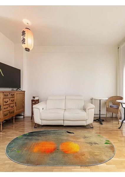 , Makinede Yıkanabilir, Kaymaz Taban, Dijital Baskı, Oval, Çok Renkli, Salon Halısı, Oturma Odası Halısı, Mutfak Halısı