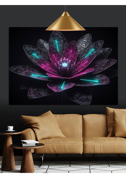 Parlak Lotus Çiçek Dekoratif Kanvas - Mdf Ahşap Tablo fiyatları