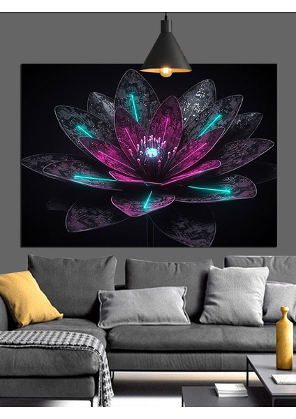 Parlak Lotus Çiçek Dekoratif Kanvas - Mdf Ahşap Tablo modelleri