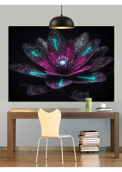 Parlak Lotus Çiçek Dekoratif Kanvas - Mdf Ahşap Tablo indirimleri