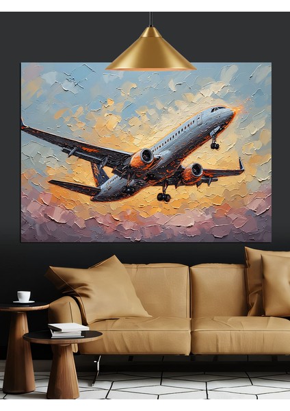 Gökyüzünde Yolcu Uçak Dekoratif Kanvas - Mdf Ahşap Tablo fiyatları
