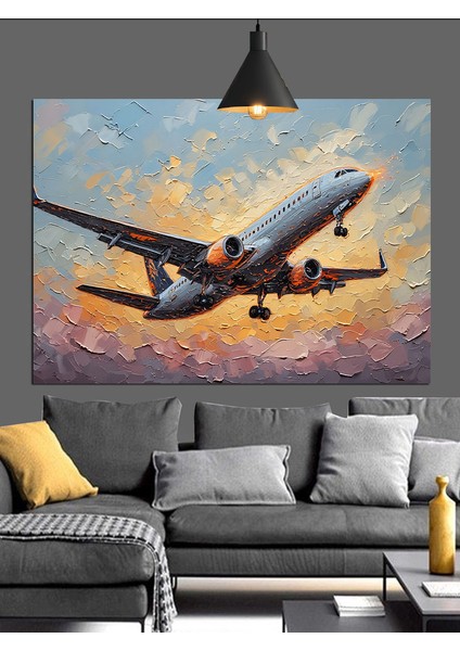 Gökyüzünde Yolcu Uçak Dekoratif Kanvas - Mdf Ahşap Tablo modelleri