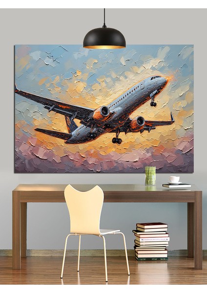 Gökyüzünde Yolcu Uçak Dekoratif Kanvas - Mdf Ahşap Tablo indirimleri