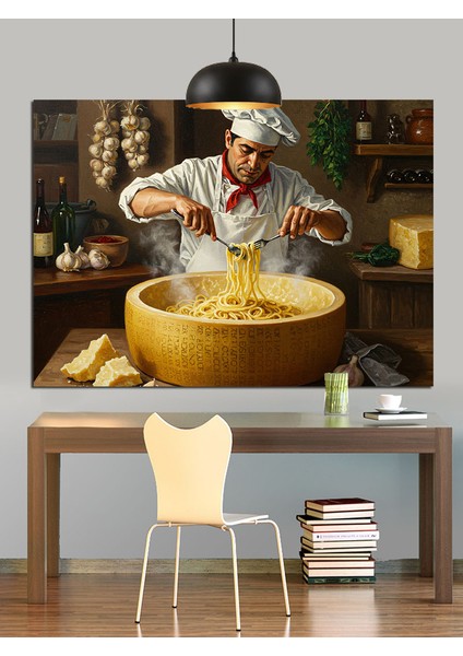 Makarna Şef Aşçı Dekoratif Kanvas - Mdf Ahşap Tablo fiyatları