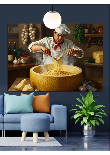 Makarna Şef Aşçı Dekoratif Kanvas - Mdf Ahşap Tablo modelleri