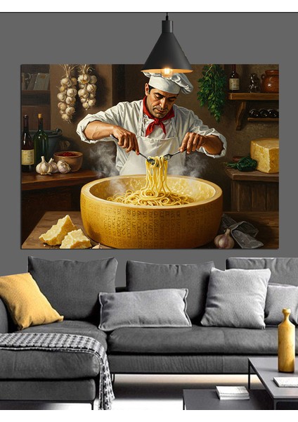Makarna Şef Aşçı Dekoratif Kanvas - Mdf Ahşap Tablo indirimleri