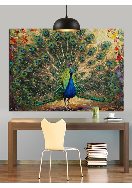 Gösterişli Tavus Kuşu Dekoratif Kanvas - Mdf Ahşap Tablo fiyatları