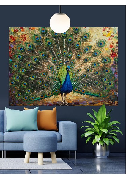 Gösterişli Tavus Kuşu Dekoratif Kanvas - Mdf Ahşap Tablo modelleri