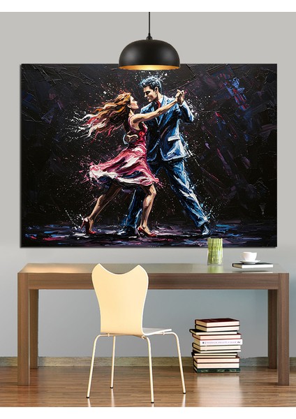 Dans Eden Çift Dekoratif Kanvas - Mdf Ahşap Tablo