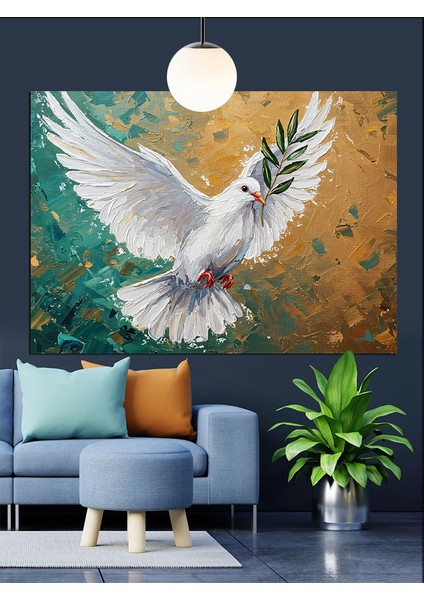 Zeytin Dalı Güvercin Dekoratif Kanvas - Mdf Ahşap Tablo fırsatları