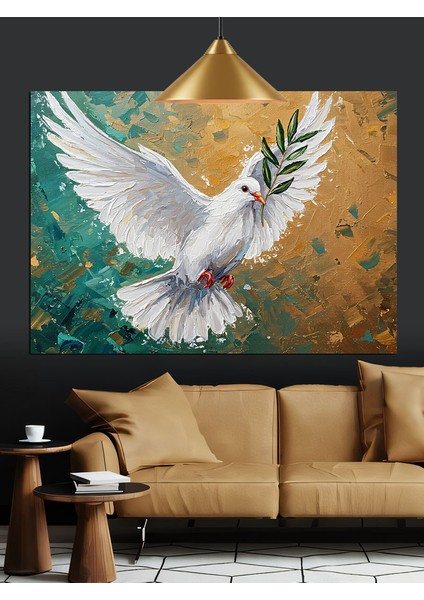 Zeytin Dalı Güvercin Dekoratif Kanvas - Mdf Ahşap Tablo indirimleri