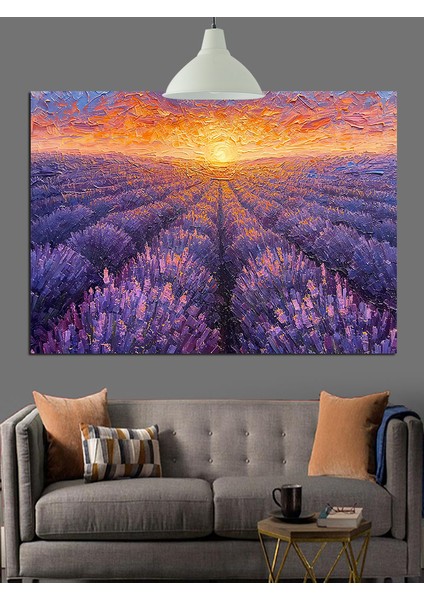 Mor Lavanta Tarlası Dekoratif Kanvas - Mdf Ahşap Tablo
