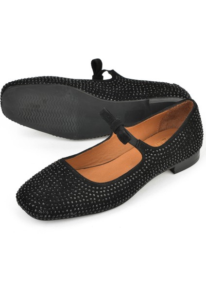 , Kadın Hakiki Deri Babet 1531050Z25150444Y Siyah