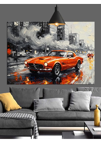 Kırmızı Spor Araba Dekoratif Kanvas - Mdf Ahşap Tablo