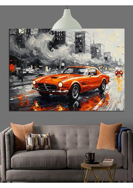 Kırmızı Spor Araba Dekoratif Kanvas - Mdf Ahşap Tablo fiyatları