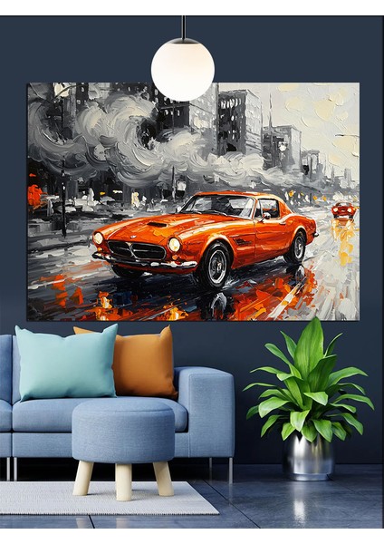 Kırmızı Spor Araba Dekoratif Kanvas - Mdf Ahşap Tablo fırsatları