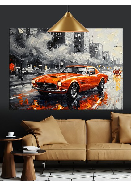 Kırmızı Spor Araba Dekoratif Kanvas - Mdf Ahşap Tablo indirimleri