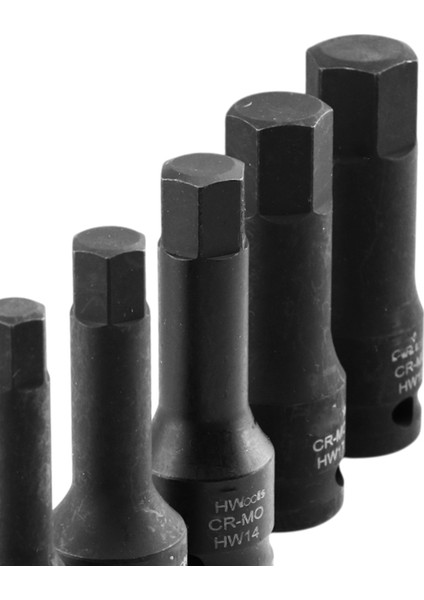 Allen Bits Lokma Seti 8 Parça 1/2" Cr-Mo Çeliği H5 H6 H8 H10 H12 H14 H17 H19 Uzunluk: 78 mm Altıgen indirimleri