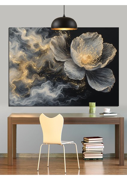 Beyaz Lotus Çiçek Dekoratif Kanvas - Mdf Ahşap Tablo indirimleri