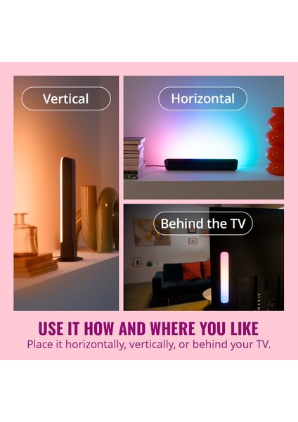 2'li Gradient Işık Barı - Siyah (30 Cm)