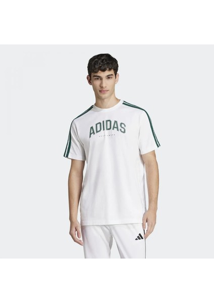 Adidas Codes Collegiate Linear Graphic Erkek Beyaz Tişört - JJ3868