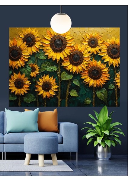 Güneşe Bakan Ayçiçekleri Dekoratif Kanvas - Mdf Ahşap Tablo fiyatları