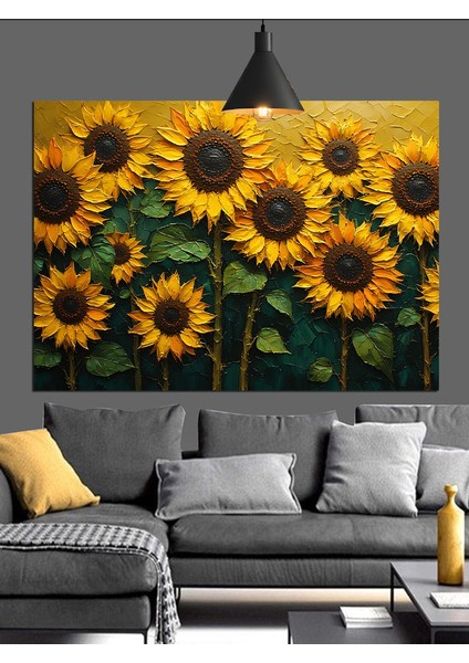 Güneşe Bakan Ayçiçekleri Dekoratif Kanvas - Mdf Ahşap Tablo fırsatları