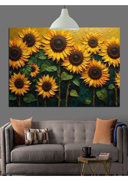 Güneşe Bakan Ayçiçekleri Dekoratif Kanvas - Mdf Ahşap Tablo indirimleri