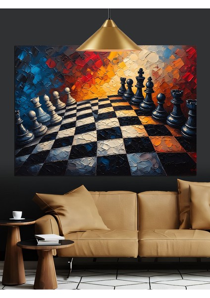Satranç Tahtası Yağlıboya Dekoratif Kanvas - Mdf Ahşap Tablo modelleri