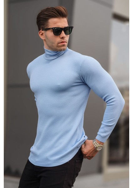 Mavi Balıkçı Yaka Erkek Triko Kazak 6306 fiyatları