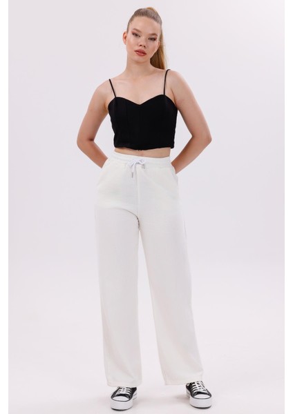 Kadın Yüksek Bel Gabardin-Keten Dokulu Pantolon – Nefes Alabilir Kumaş, 4 Mevsim indirimleri