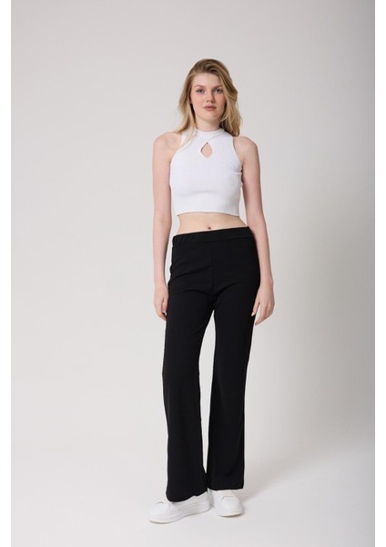 Kadın Likralı Beli Lastikli Ispanyol Paça Pantolon