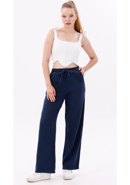 Kadın Yüksek Bel Gabardin-Keten Dokulu Pantolon – Nefes Alabilir Kumaş, 4 Mevsim