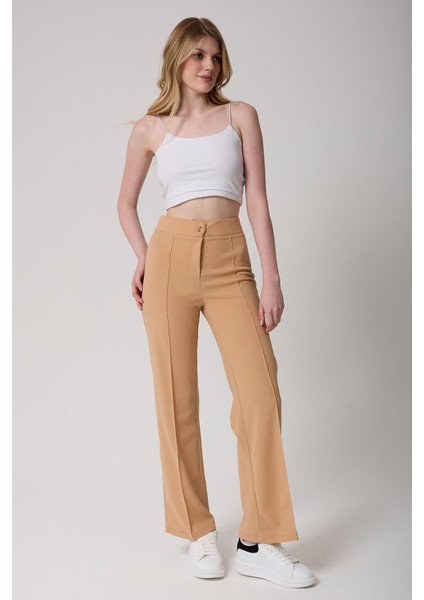 Kadın Yüksek Bel Toparlayıcı Ispanyol Paça Palazzo Pantolon
