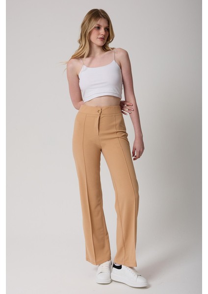 Kadın Yüksek Bel Toparlayıcı Ispanyol Paça Palazzo Pantolon
